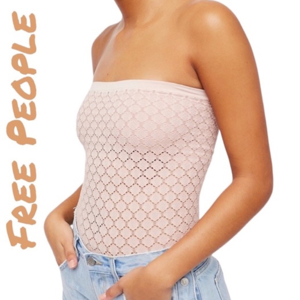 Free People Intimately Honey Textured Tube Top Light Pink Size M